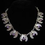 AEM Vintage Taxco Sterling Silver & Amethyst Necklace - Wing Motif