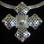 Veronica Ruffo Original Design Sterling Silver with Freshwater Pearl Accents Cross Pin / Pendant