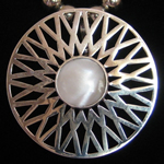 Veronica Ruffo Original Design Pierced Circular Pendant / Enhancer with Mother of Pearl Accent
