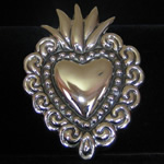 Sacred Heart Sterling Silver Repousse Pin/Pendant by Maria Belen Nilson