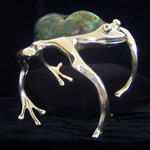 Manuel Porcayo Original Design Frog Cuff Bracelet with Mexican Malachite & Sterling Silver