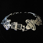 Maria Belen Nilson Original Design Sterling Silver “Day of the Dead” Compesinos Link Bracelet