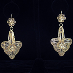 Carlos Ramos 14K Gold Mexican Filigree Earrings – Yucatan Style – Flor de Lis