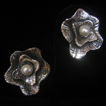 Veronica Ruffo Original Design Sterling Silver & Pearl Oyster Earrings – Large