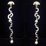 Veronica Ruffo Original Design Sterling Silver & Freshwater Pearl Earrings – Media Luna