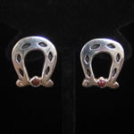 Manuel Porcayo Original Design Horseshoe Sterling Silver & Red Jasper Earrings