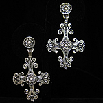 Maria Belen Nilson Original Design Sterling Silver San Augustin Cross Pierced Earrings
