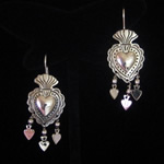 Oaxacan Sacred Heart Sterling Silver Earrings by Maria Belen Nilson of Taxco