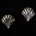 Scallop Shell Sterling Silver Repousse Earrings by Maria Belen Nilson of Taxco
