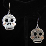 Day of the Dead Sterling Silver & Copper Skull Earrings