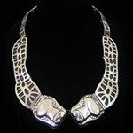 Saul Numas Original Design Fine .970 Silver Jaguar Necklace
