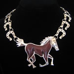 Manuel Porcayo Original Design Sterling Silver & Red Jasper Horse Necklace