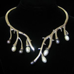 Veronica Ruffo Original Sterling Silver & Freshwater Pearl Branch Collar Necklace