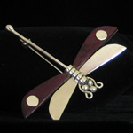 William Spratling Reproduction Sterling Silver & Rosewood or Ebony Dragonfly Pin