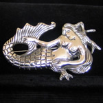 Mermaid Pin/Pendant of Fine 970 Silver Repousse by Maria Belen Nilson of Taxco