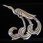 Frederick Davis Reproduction Sterling Silver Heron Bird Pin