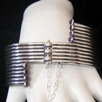 Hector Aguilar Design Spiral Wire Sterling Silver & Amethyst Bangle Bracelet