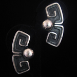 Margot de Taxco Reproduction Sterling Silver Earrings Pre-Columbian Motif