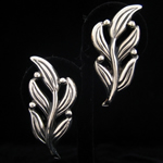 Margot de Taxco Reproduction Sterling Silver Earrings Leaf Motif