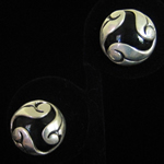 Los Castillo of Taxco Reproduction Fine .970 Silver & Black Obsidian Earrings – 3 Curls Pattern