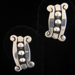 Hector Aguilar Sterling Silver Pre-Columbian Design Earrings by Maestro Jose Luis Flores