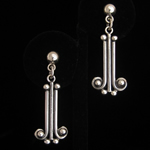 Hector Aguilar Reproduction Sterling Silver Deco Pierced Earrings by Maestro Jose Luis Flores