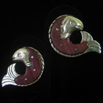 William Spratling Reproduction Sterling Silver & Rosewood Fish Earrings