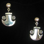 Tane Design Fine .950 Silver Tarascan Axe Pierced Earrings