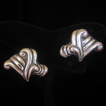 Los Castillo of Taxco Reproduction Fine .970 Silver Repousse Wave Earrings