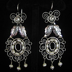 Traditional Mexican Sterling Silver Filigree Earrings with White Pearls