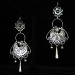 Traditional Mexican Sterling Silver Filigree Earrings with Hummingbirds