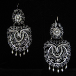 Traditional Mexican Sterling Silver & White Pearl Filigree Arracada Earrings