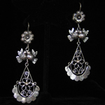 Traditional Mexican Sterling Silver Filigree Earrings with Doves and Flowers