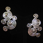 Los Castillo Reproduction Sterling Silver Double Serpentine Clip Earrings