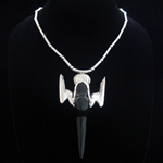 William Spratling Reproduction Sterling Silver & Black Obsidian Hummingbird Necklace