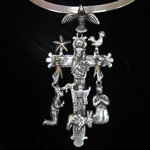 Milagro Cross Pendant in Sterling Silver form Oaxaca, Mexico – Dove Descending on Jesus Motif