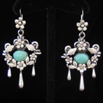 Traditional Mexican Sterling Silver Colonial Filigree Earrings with Turquoise