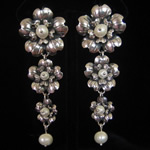 Mexican Sterling Silver Filigree Flower Earrings With White Pearls
