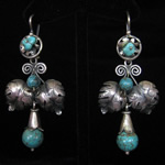 “El Ramo” or the Branch Oaxacan Sterling Silver Filigree Earrings with Turquoise