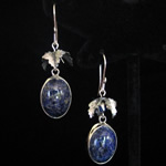 Delicate Mexican Sterling Silver & Lapis Filigree Leaves Earrings