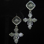 Mexican Sterling Silver Filigree Cross Earrings