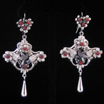 Traditional Mexican Colonial Sterling Silver Filigree Earrings with “Pajoritos” or Birds & Red Coral