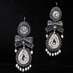 El Jardin Sterling Silver & White Seed Pearl Filigree Earrings from Oaxaca, Mexico