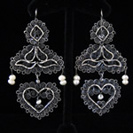 Oaxacan Filigree Sterling Silver & White Pearl Heart Earrings