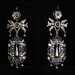 Traditional Large Dramatic Mexican Sterling Silver Filigree Earrings with Birds & Flowers