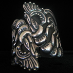 C.P. Vintage Sterling Silver Repousse Cuff Clamper Bracelet from Taxco
