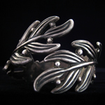 Margot de Taxco Vintage Design Sterling Silver Fern & Spore Clamper Bracelet by Hilario Lopez