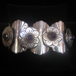 Unattributed Artist Fred Davis Influenced Vintage Silver & Amethyst Mexican Bracelet