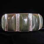 Hector Aguilar Design Vintage Pre-Eagle Mexican Silver & Green Agate Bracelet by Unattributed Artist