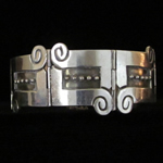 Reveriano Castillo of Taxco Vintage Sterling Silver Pre-Columbian Design Bracelet